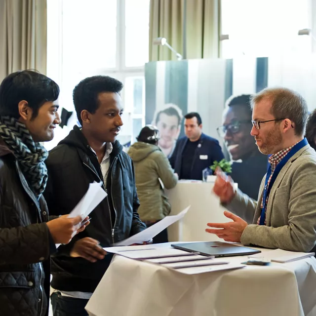 Career Fair people talking
